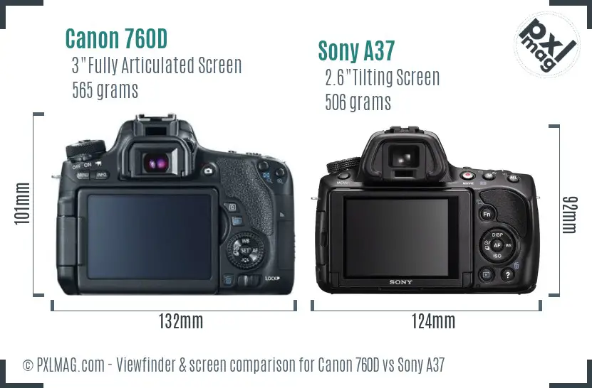 Canon 760D vs Sony A37 Screen and Viewfinder comparison