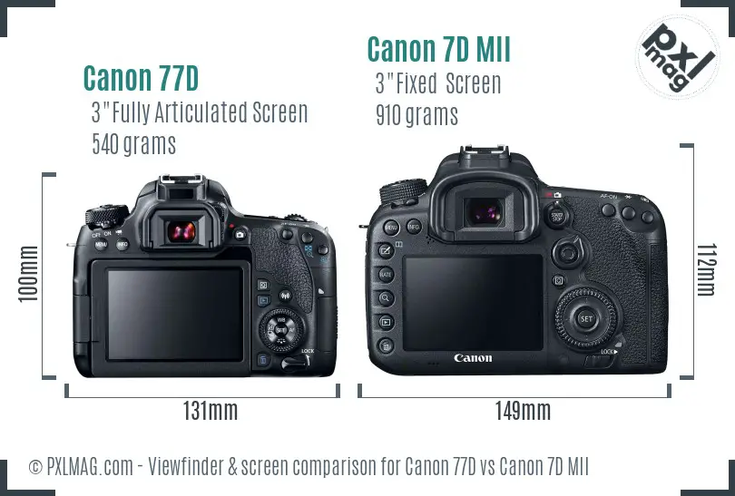 Canon 77D vs Canon 7D MII Screen and Viewfinder comparison