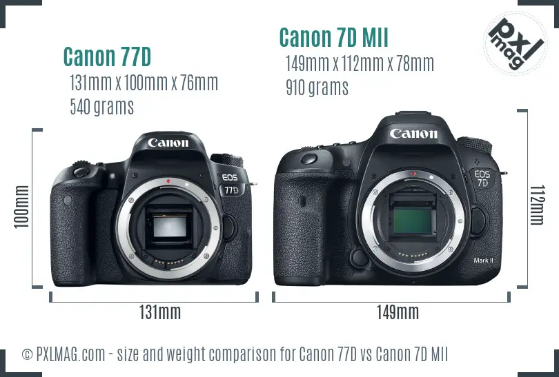 Canon 77D vs Canon 7D MII size comparison