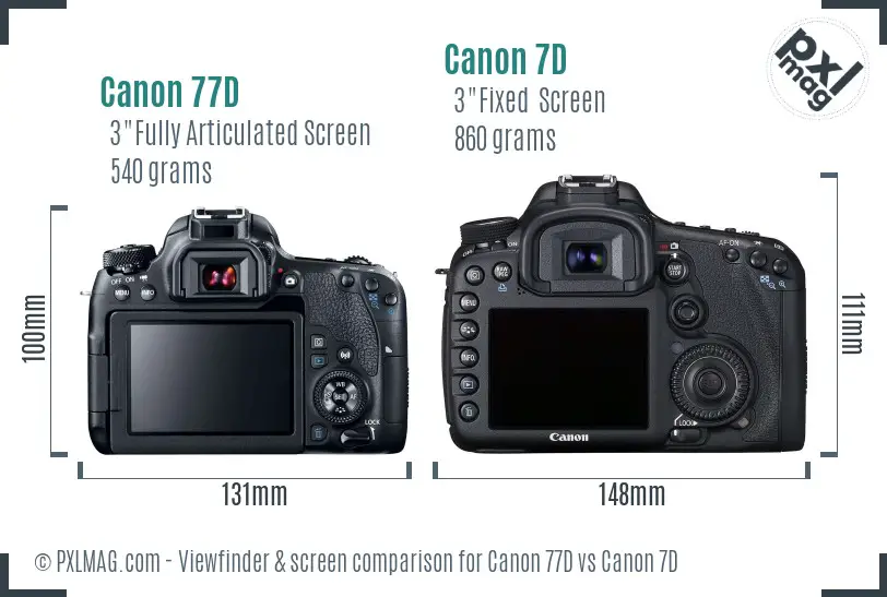 Canon 77D vs Canon 7D Screen and Viewfinder comparison