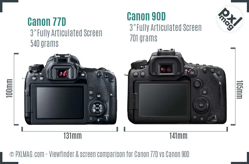 Canon 77D vs Canon 90D Screen and Viewfinder comparison