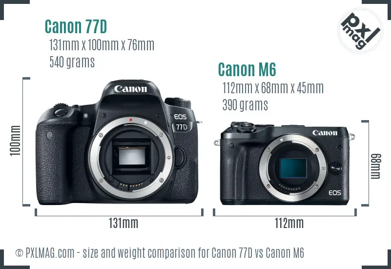Canon 77D vs Canon M6 size comparison