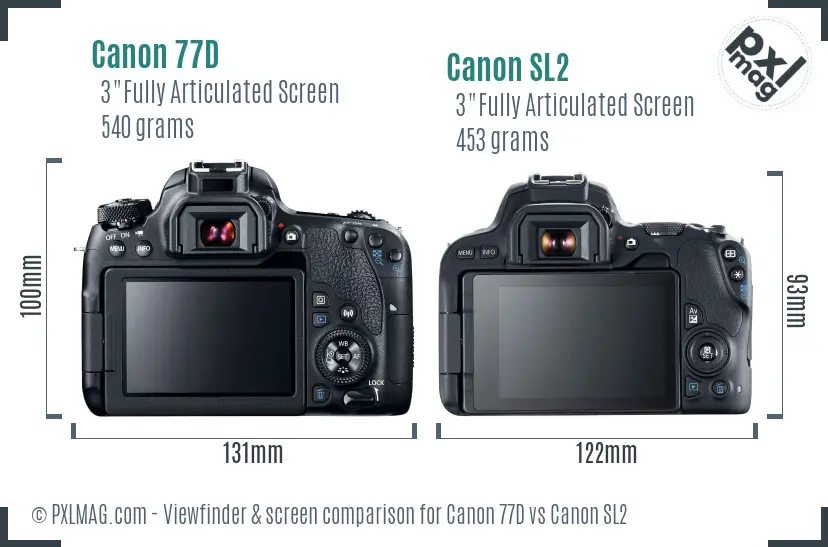Canon 77D vs Canon SL2 Screen and Viewfinder comparison