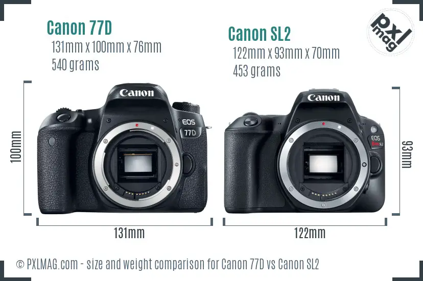 Canon 77D vs Canon SL2 size comparison