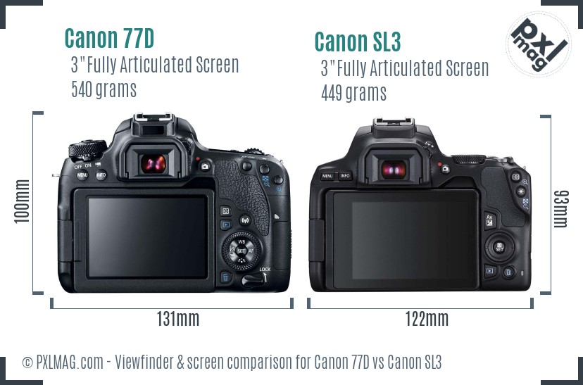 Canon 77D vs Canon SL3 Screen and Viewfinder comparison