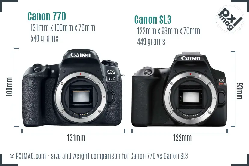 Canon 77D vs Canon SL3 size comparison