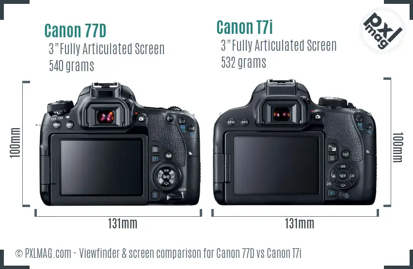 Canon 77D vs Canon T7i Screen and Viewfinder comparison