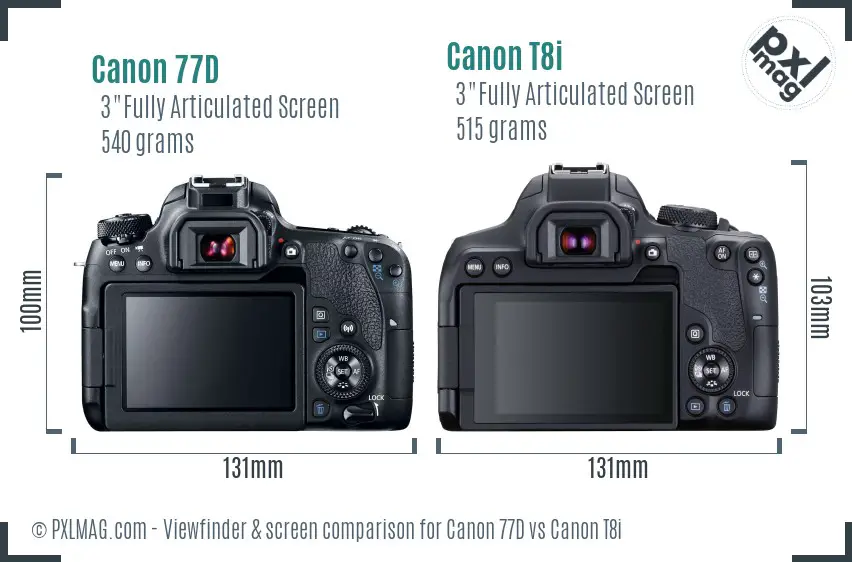 Canon 77D vs Canon T8i Screen and Viewfinder comparison