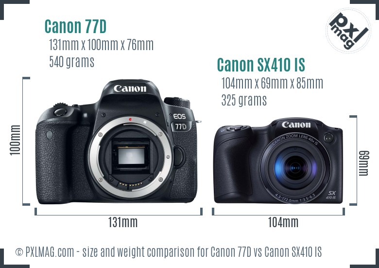 Canon 77D vs Canon SX410 IS size comparison Canon 77D vs Canon SX410 IS size comparison