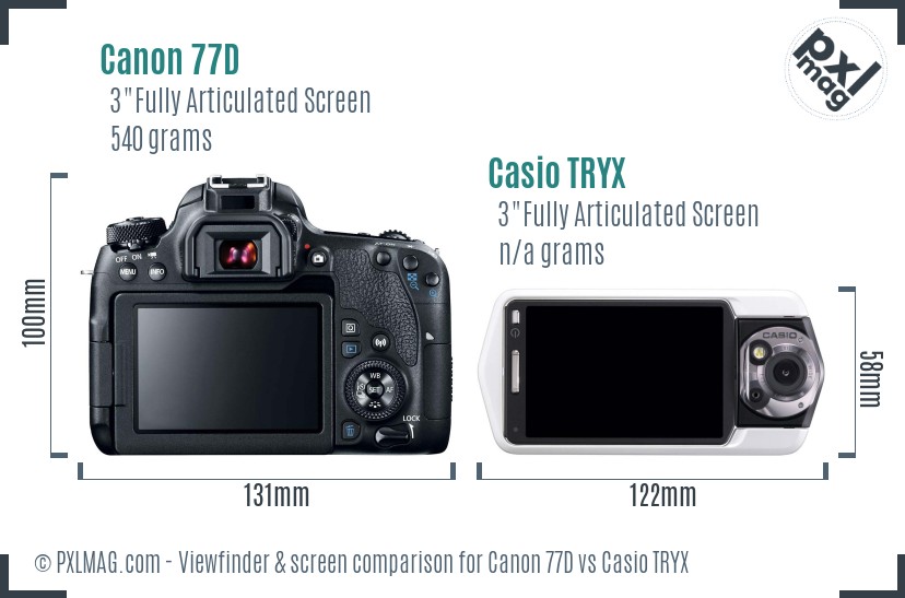 Canon 77D vs Casio TRYX Screen and Viewfinder comparison