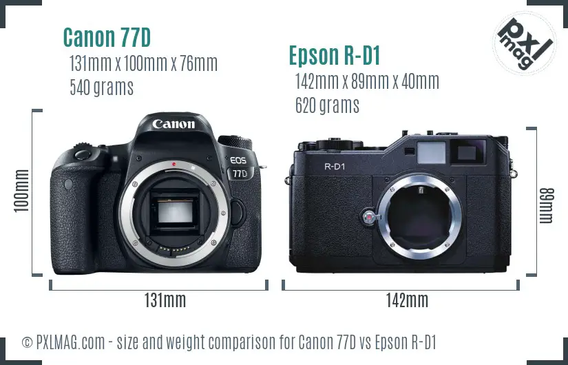 Canon 77D vs Epson R-D1 size comparison