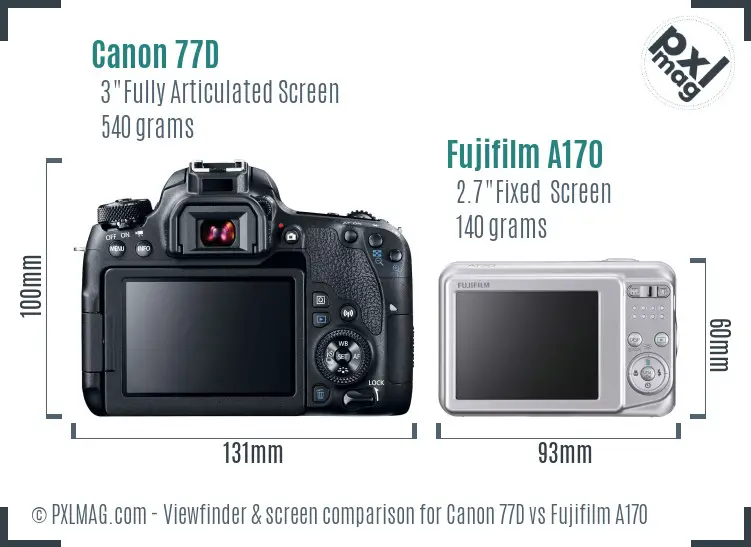 Canon 77D vs Fujifilm A170 Screen and Viewfinder comparison Canon 77D vs Fujifilm A170 Screen and Viewfinder comparison
