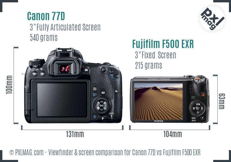 Canon 77D vs Fujifilm F500 EXR Screen and Viewfinder comparison