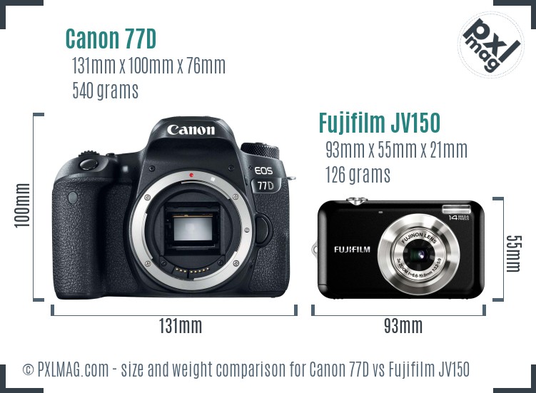 Canon 77D vs Fujifilm JV150 size comparison Canon 77D vs Fujifilm JV150 size comparison