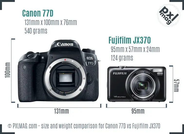 Canon 77D vs Fujifilm JX370 size comparison