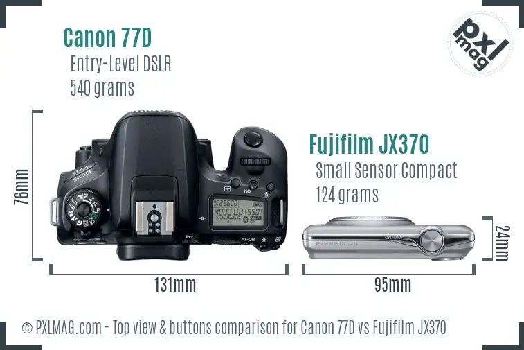 Canon 77D vs Fujifilm JX370 top view buttons comparison