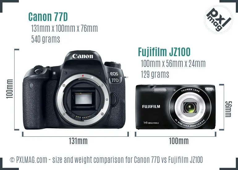 Canon 77D vs Fujifilm JZ100 size comparison