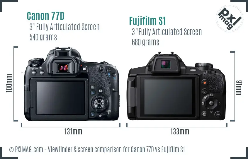 Canon 77D vs Fujifilm S1 Screen and Viewfinder comparison