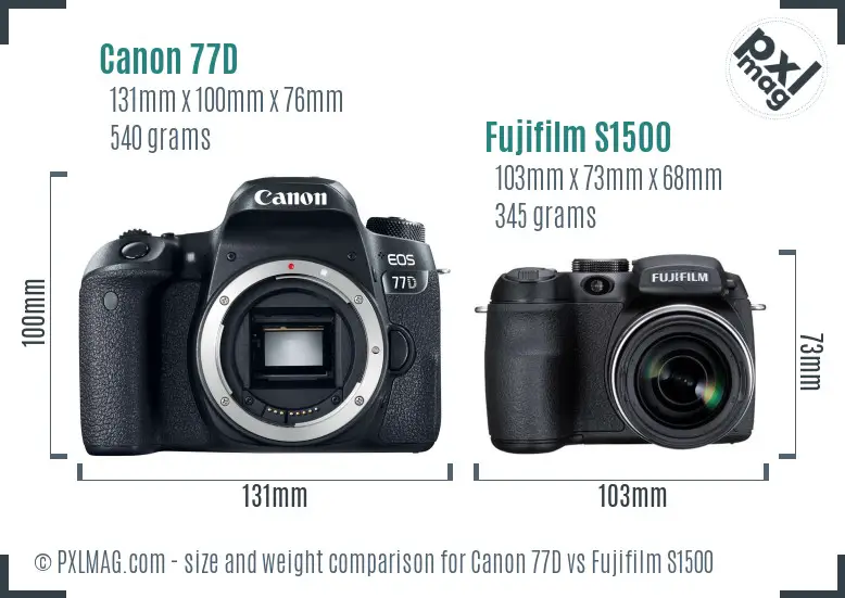 Canon 77D vs Fujifilm S1500 size comparison