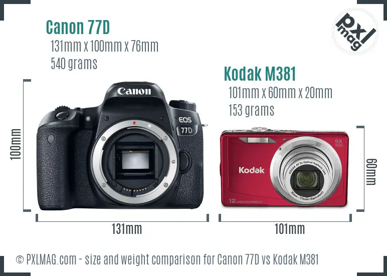 Canon 77D vs Kodak M381 size comparison