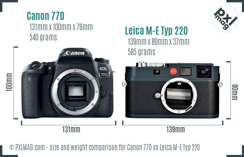 Canon 77D vs Leica M-E Typ 220 size comparison