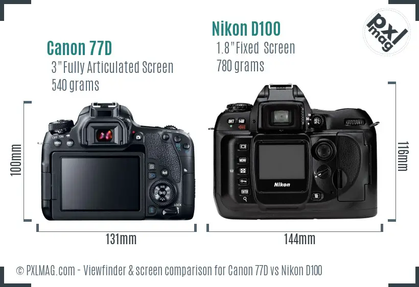 Canon 77D vs Nikon D100 Screen and Viewfinder comparison Canon 77D vs Nikon D100 Screen and Viewfinder comparison