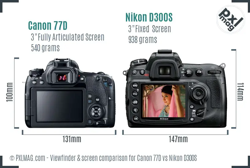 Canon 77D vs Nikon D300S Screen and Viewfinder comparison
