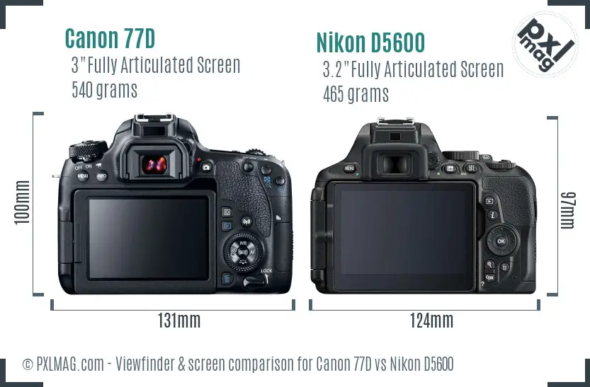 Canon 77D vs Nikon D5600 Screen and Viewfinder comparison