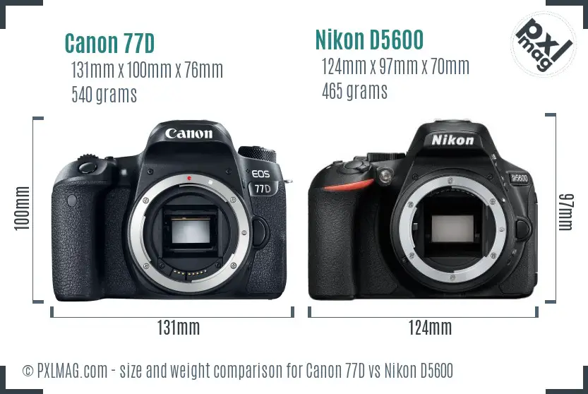 Canon 77D vs Nikon D5600 size comparison