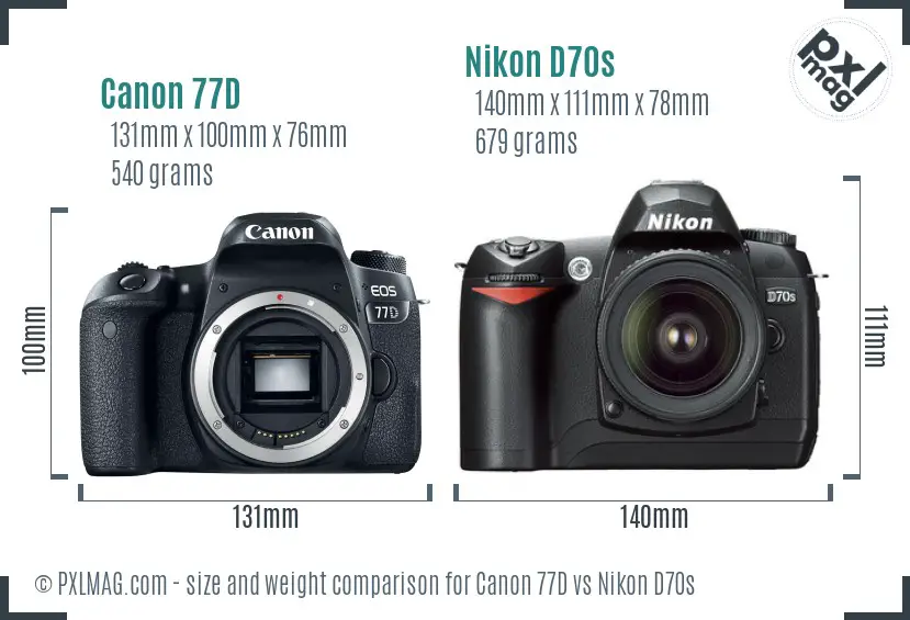 Canon 77D vs Nikon D70s size comparison Canon 77D vs Nikon D70s size comparison