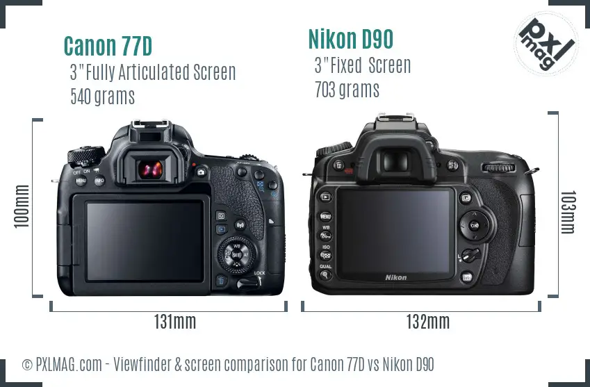 Canon 77D vs Nikon D90 Screen and Viewfinder comparison Canon 77D vs Nikon D90 Screen and Viewfinder comparison