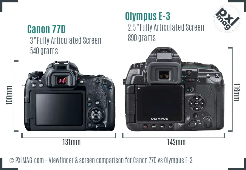 Canon 77D vs Olympus E-3 Screen and Viewfinder comparison Canon 77D vs Olympus E-3 Screen and Viewfinder comparison