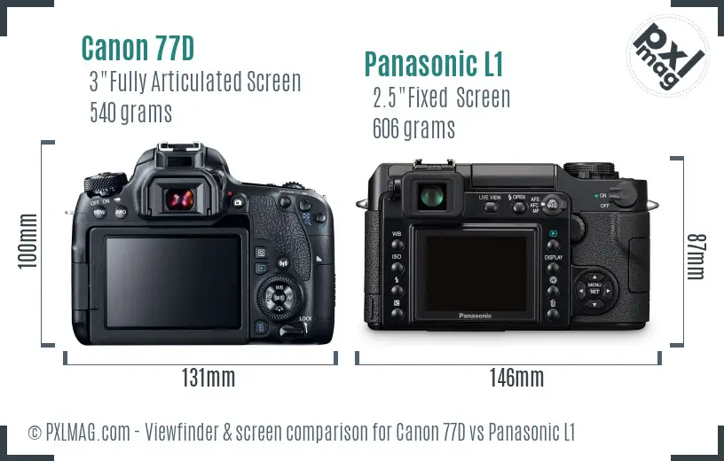 Canon 77D vs Panasonic L1 Screen and Viewfinder comparison Canon 77D vs Panasonic L1 Screen and Viewfinder comparison