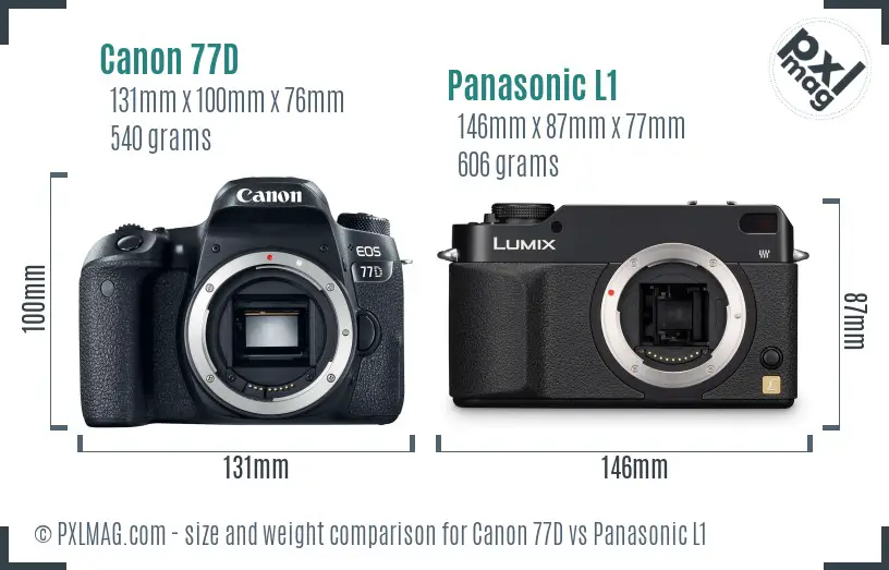 Canon 77D vs Panasonic L1 size comparison Canon 77D vs Panasonic L1 size comparison