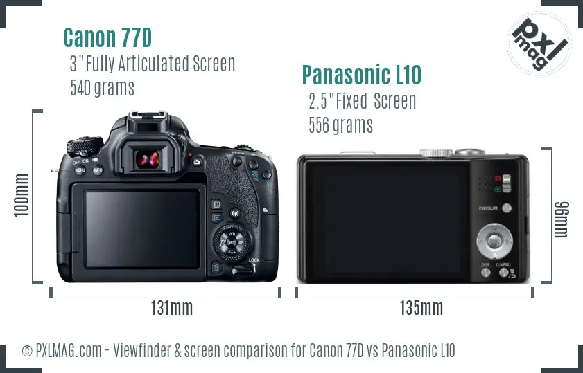 Canon 77D vs Panasonic L10 Screen and Viewfinder comparison