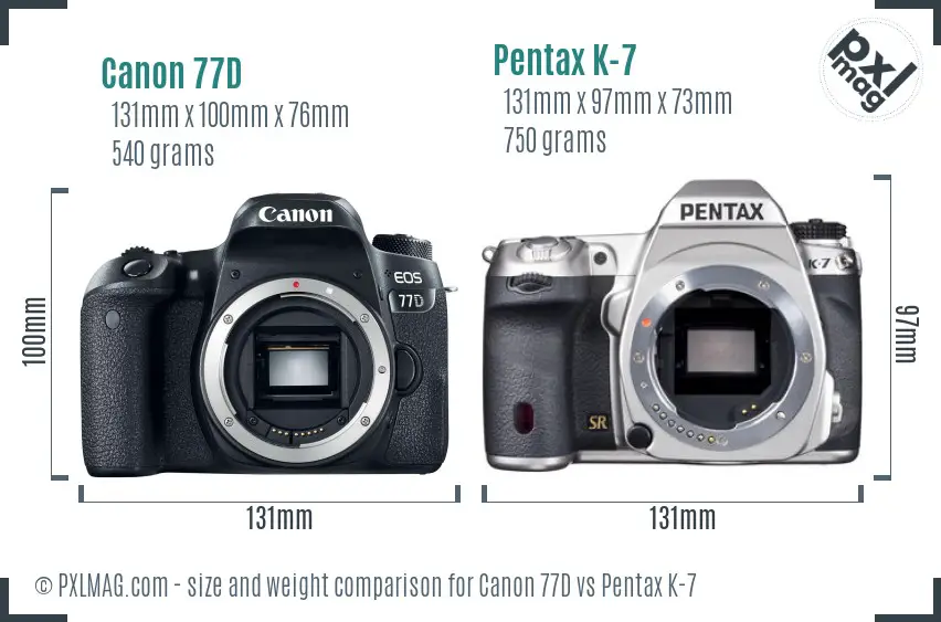 Canon 77D vs Pentax K-7 size comparison Canon 77D vs Pentax K-7 size comparison