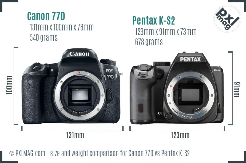 Canon 77D vs Pentax K-S2 size comparison