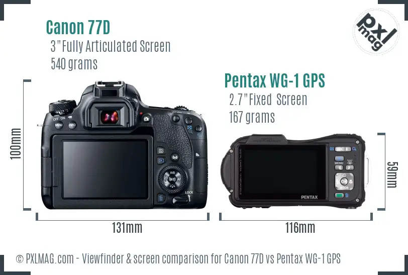 Canon 77D vs Pentax WG-1 GPS Screen and Viewfinder comparison