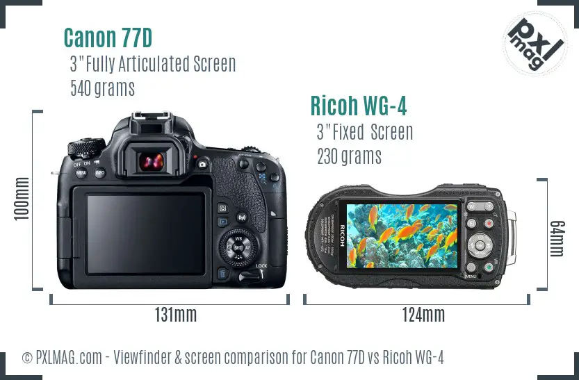 Canon 77D vs Ricoh WG-4 Screen and Viewfinder comparison