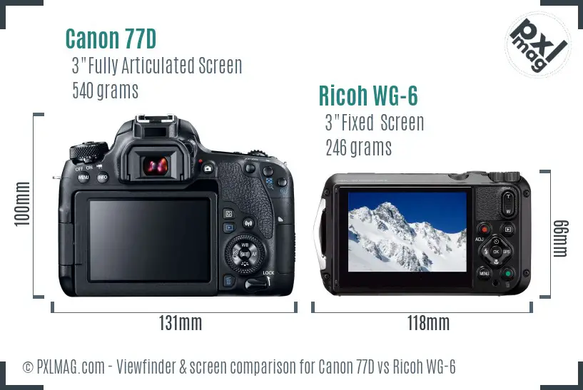 Canon 77D vs Ricoh WG-6 Screen and Viewfinder comparison