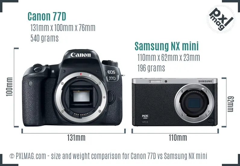 Canon 77D vs Samsung NX mini size comparison Canon 77D vs Samsung NX mini size comparison