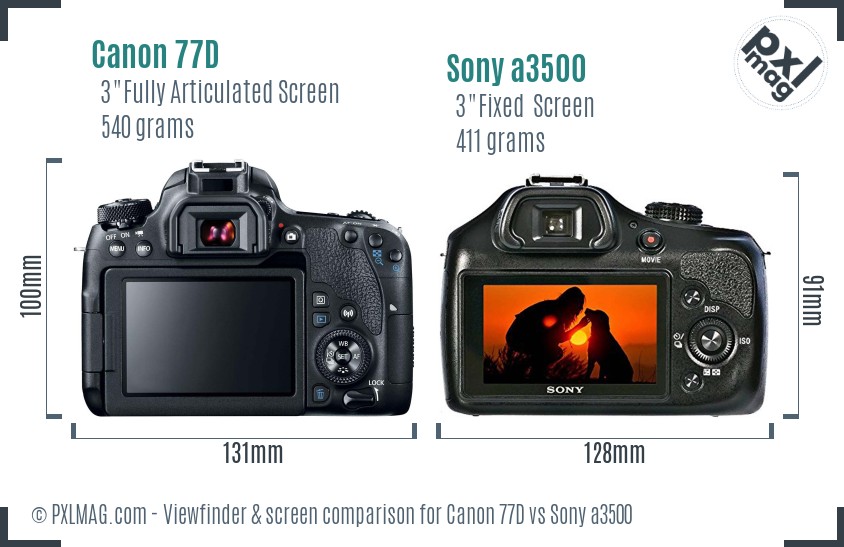 Canon 77D vs Sony a3500 Screen and Viewfinder comparison