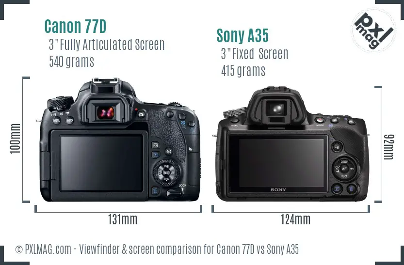 Canon 77D vs Sony A35 Screen and Viewfinder comparison