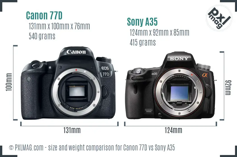 Canon 77D vs Sony A35 size comparison