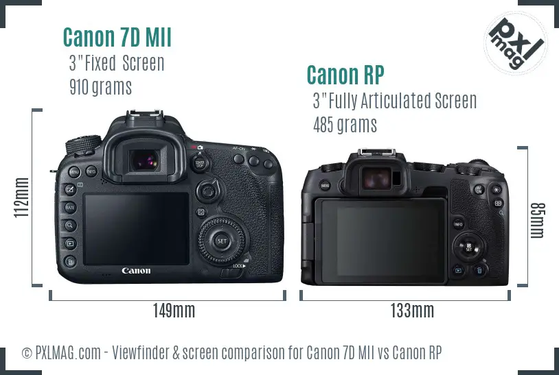 Canon 7D MII vs Canon RP Screen and Viewfinder comparison Canon 7D MII vs Canon RP Screen and Viewfinder comparison