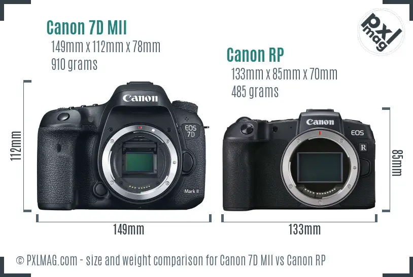 Canon 7D MII vs Canon RP size comparison Canon 7D MII vs Canon RP size comparison