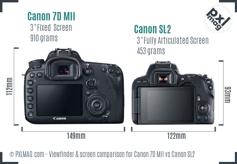 Canon 7D MII vs Canon SL2 Screen and Viewfinder comparison