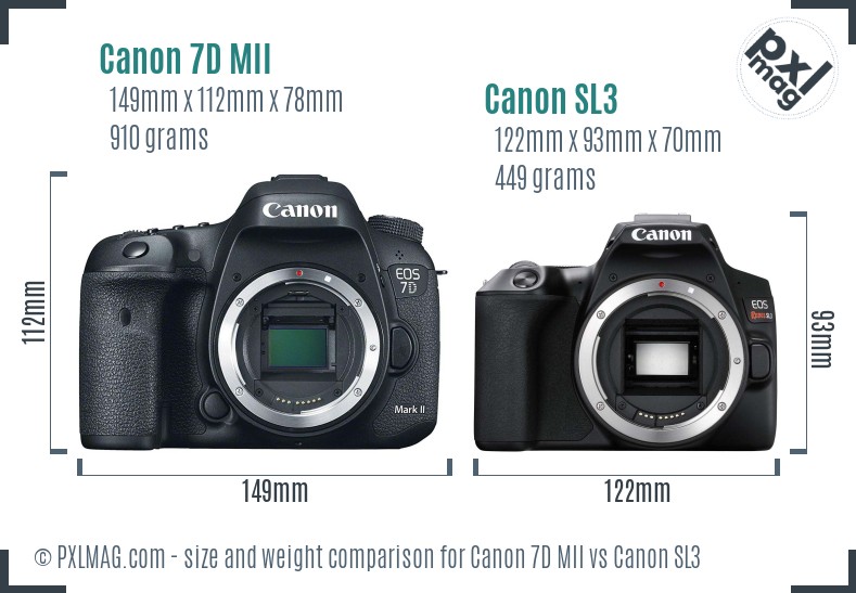 Canon 7D MII vs Canon SL3 size comparison Canon 7D MII vs Canon SL3 size comparison