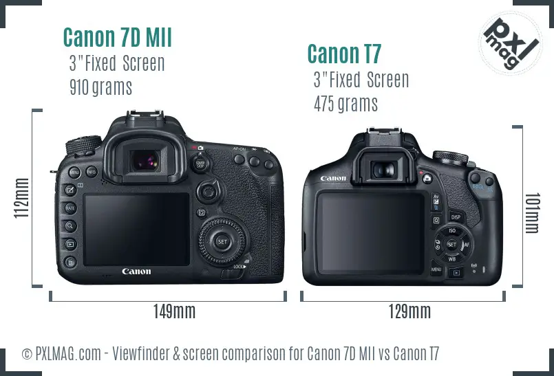 Canon 7D MII vs Canon T7 Screen and Viewfinder comparison Canon 7D MII vs Canon T7 Screen and Viewfinder comparison