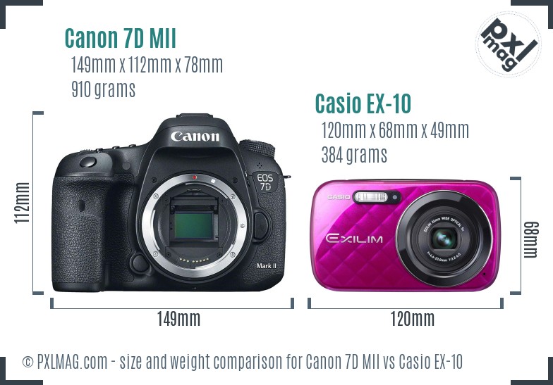 Canon 7D MII vs Casio EX-10 size comparison Canon 7D MII vs Casio EX-10 size comparison